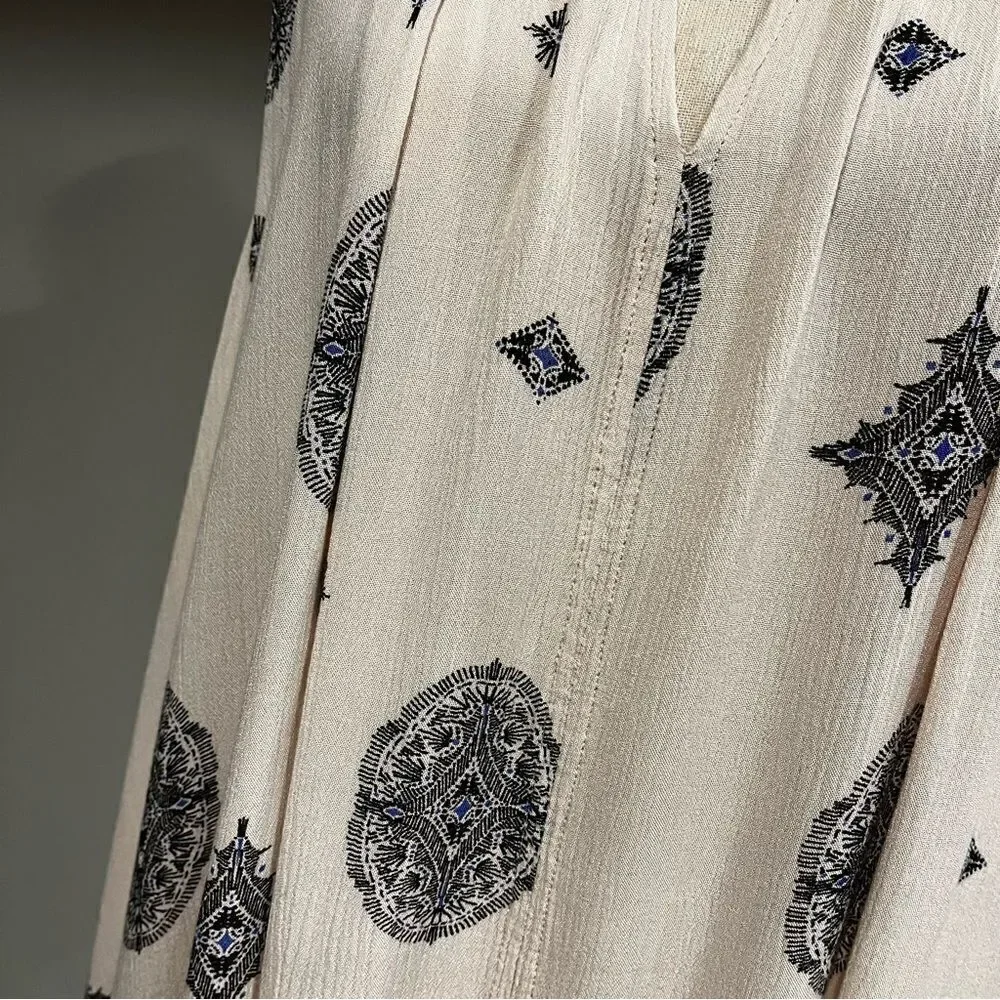 FREE PEOPLE SWING Ivory Medallion Print Tunic Mini Dress Boho Festival‎